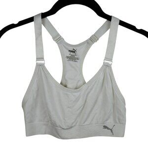 Puma‎ Womens Racerback Sports Bra S White Nylon/Spandex